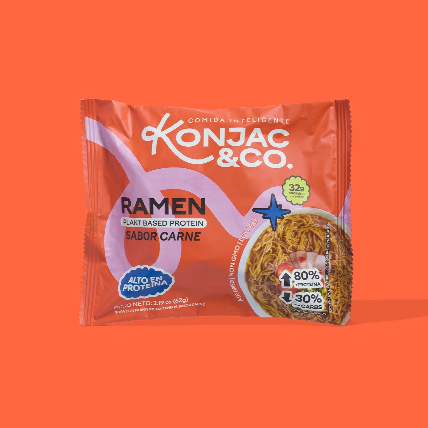 Ramen de Konjac | 6-Pack Bags | Sabor Carne Picante