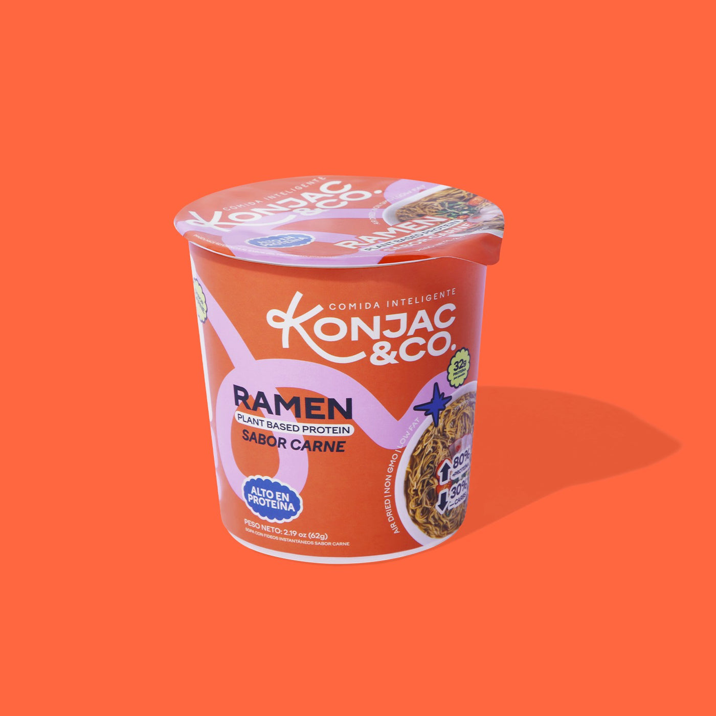 Ramen de Konjac | 6-Pack Cups | Sabor Carne Picante
