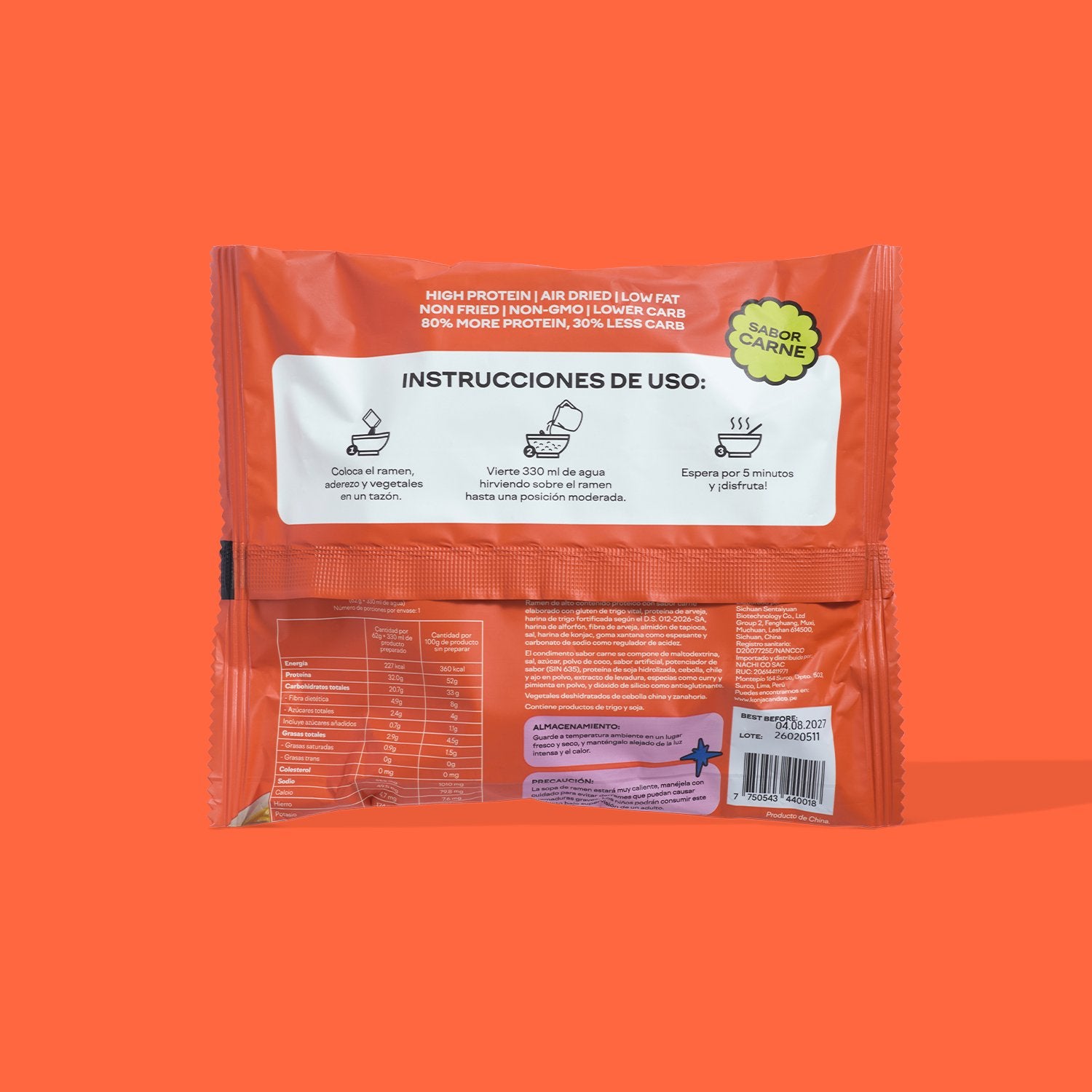 Ramen de Konjac | 6-Pack Bags | Sabor Carne Picante