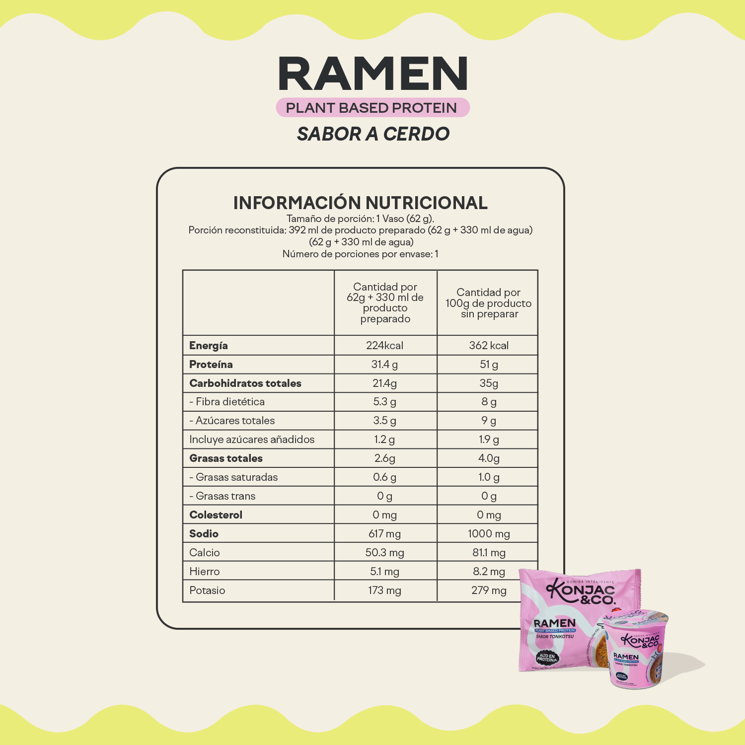 Ramen de Konjac | 6-Pack Cups | Sabor Tonkotsu Cerdo